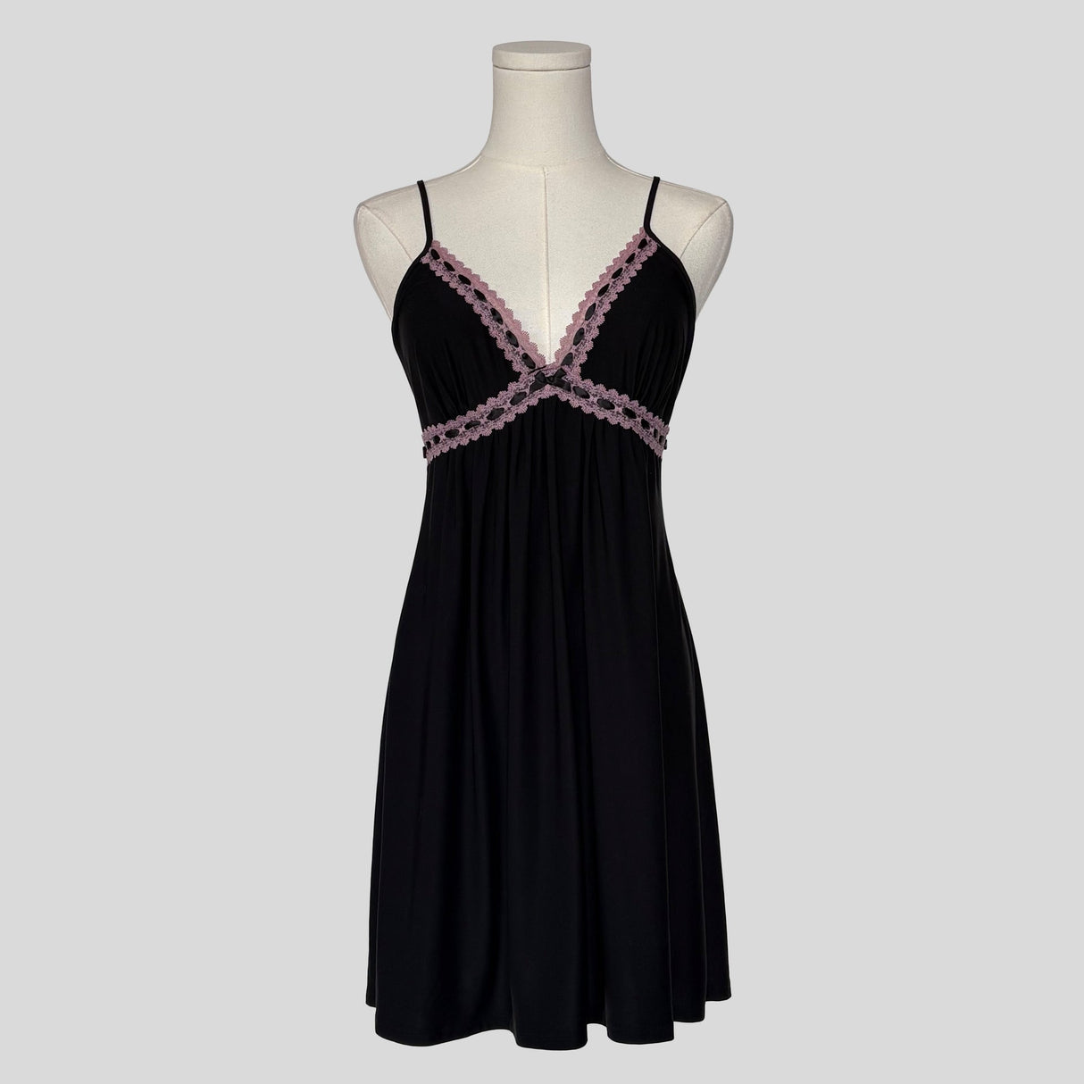 Ribbon lace trim slip dress