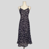Floral sheer midi slip in navy