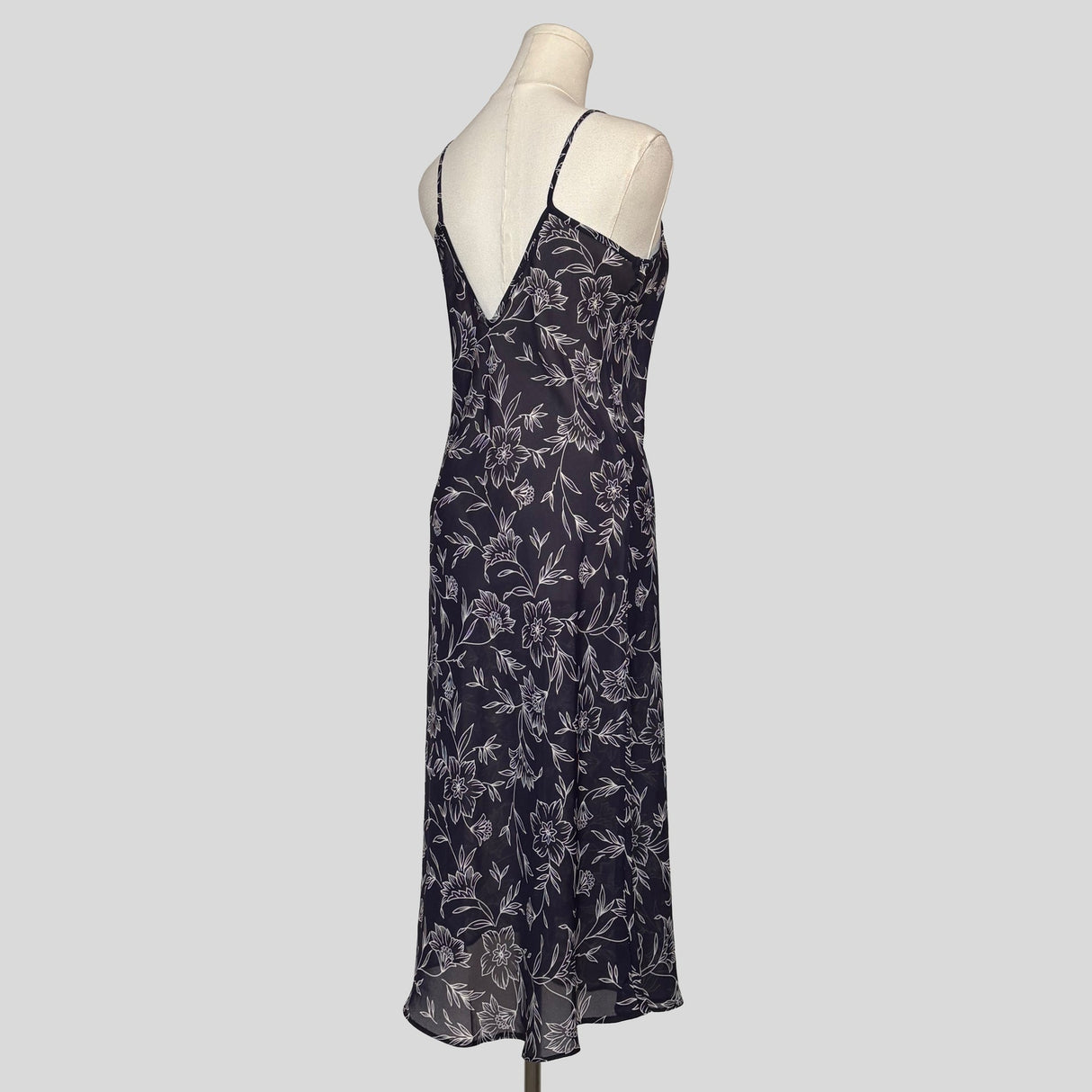 Floral sheer midi slip in navy