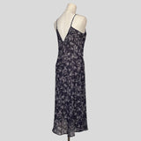 Floral sheer midi slip in navy
