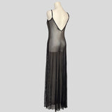 Sheer mesh floral lace trim gown