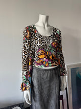 ALBERTO MAKALI Beaded Leopard Top and Cardigan Set
