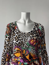 ALBERTO MAKALI Beaded Leopard Top and Cardigan Set