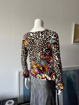 ALBERTO MAKALI Beaded Leopard Top and Cardigan Set