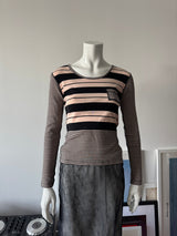 SONIA RYKIEL Pink and Black Striped Sweater
