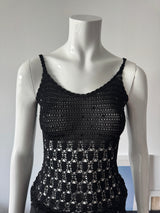 JACQUELINE DE YOUNG Black Knit Crochet Sequin Tank