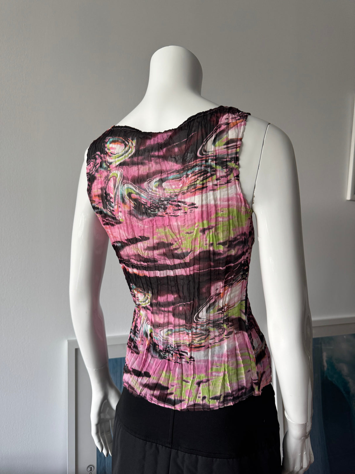 ALBERTO MAKALI Short Sleeve Print Crinkle Top