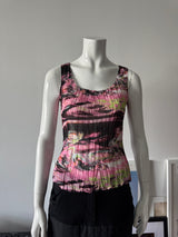 ALBERTO MAKALI Short Sleeve Print Crinkle Top