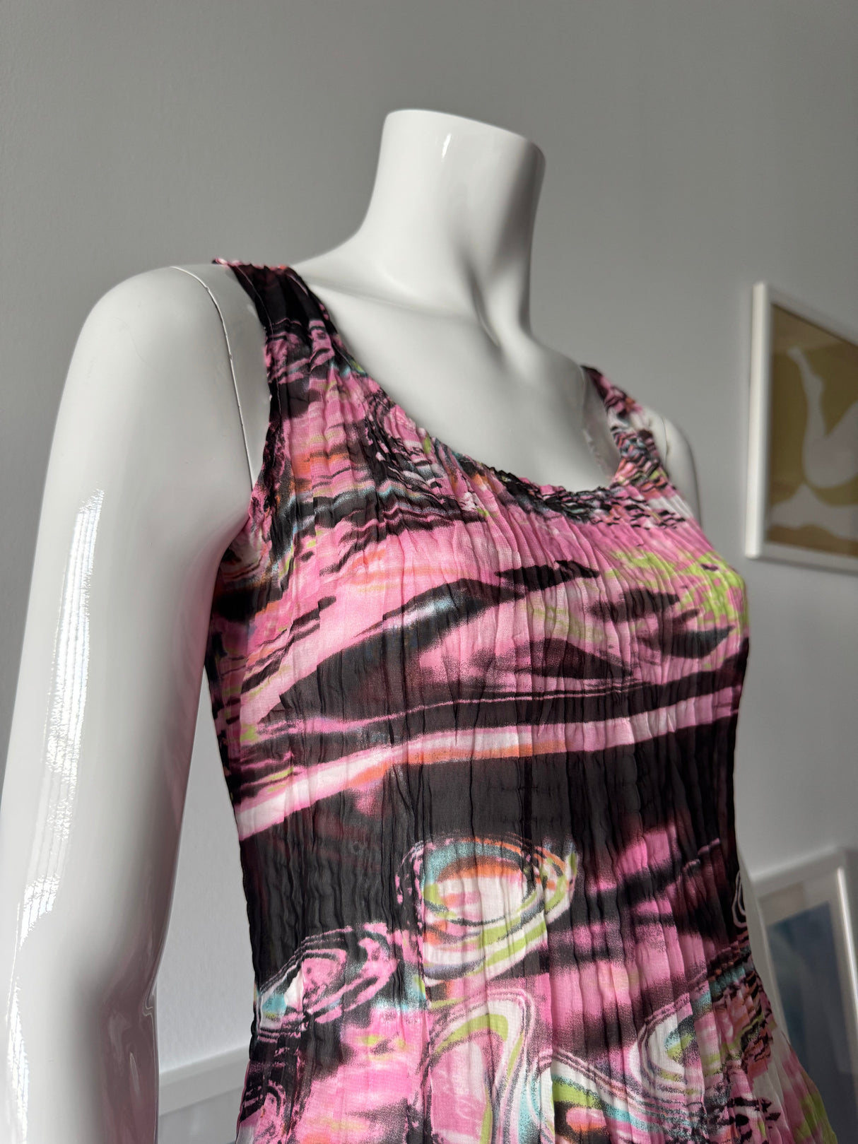 ALBERTO MAKALI Short Sleeve Print Crinkle Top