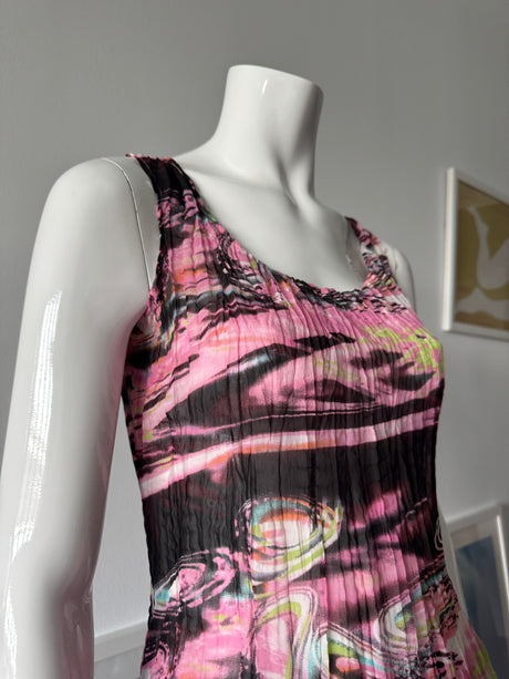 ALBERTO MAKALI Short Sleeve Print Crinkle Top