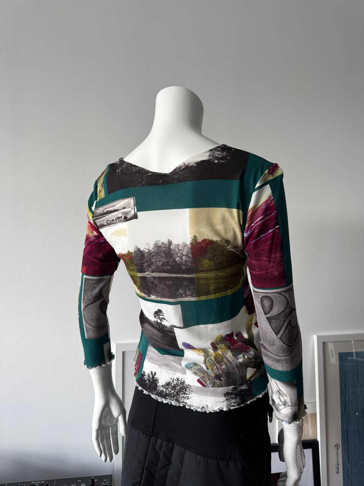 SUZANA PARIS Printed Mesh Long Sleeve Top