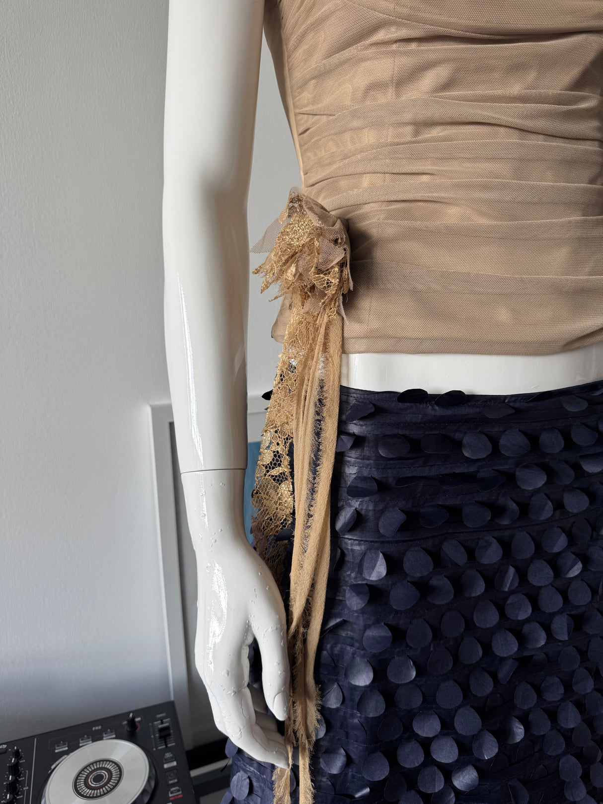 BCBG Beige Mesh Corset Top