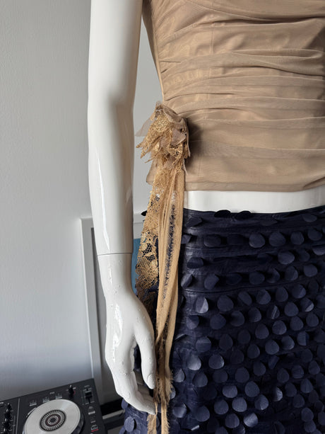 COTTONADE PARIS Dark Blue Circle Detail Midi Skirt