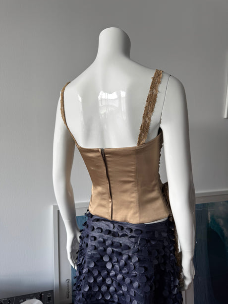 BCBG Beige Mesh Corset Top