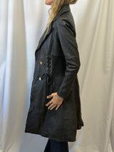 Black Leather Lace-Up Corset Coat