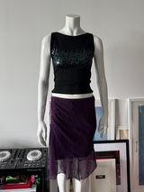 EUROMODA Purple Mesh and Sequin Midi Skirt