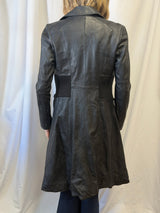 Black Leather Lace-Up Corset Coat