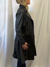 Black Leather Lace-Up Corset Coat