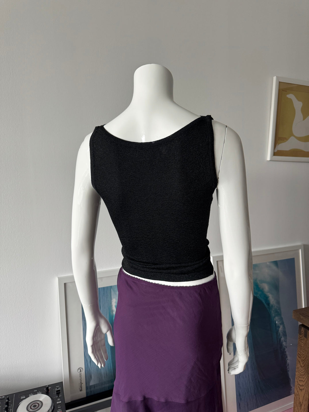 EUROMODA Purple Mesh and Sequin Midi Skirt