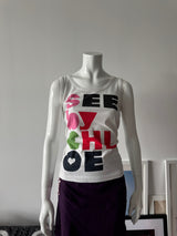 SEE BY CHLOE Multicolor Logo White Tank Top