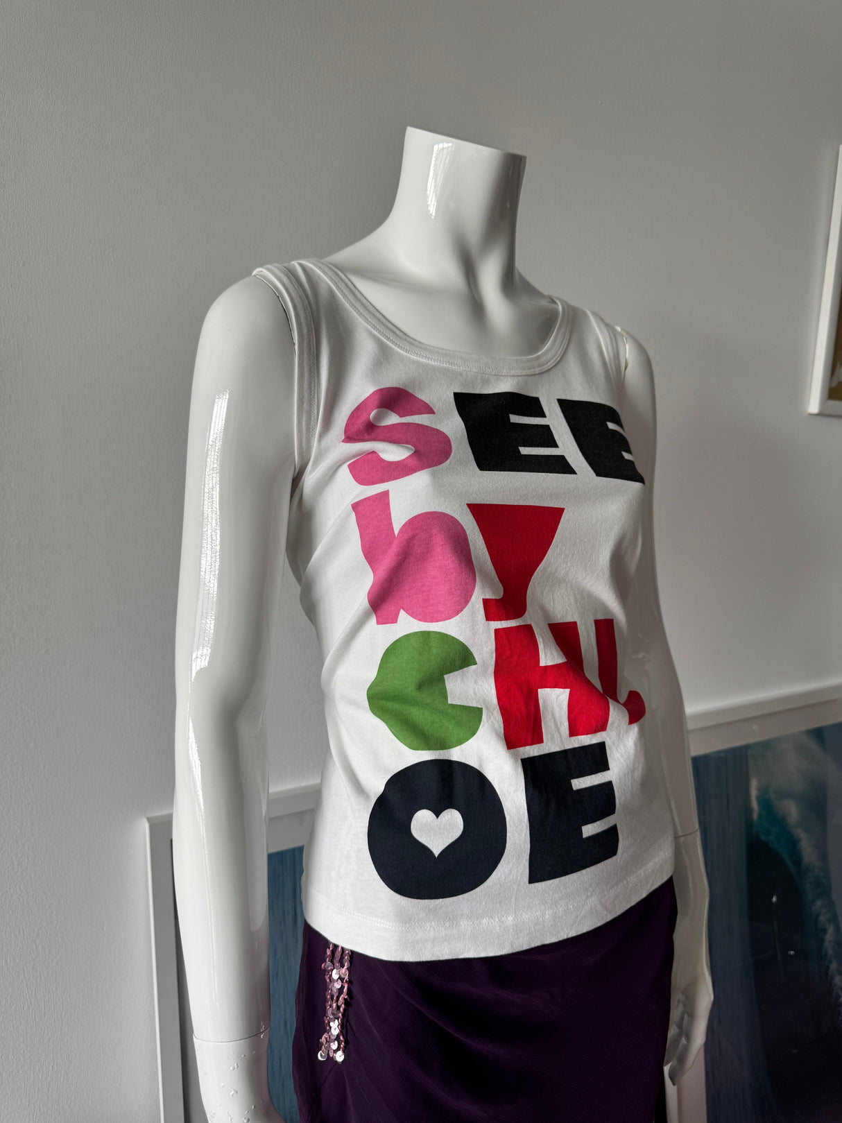 SEE BY CHLOE Multicolor Logo White Tank Top