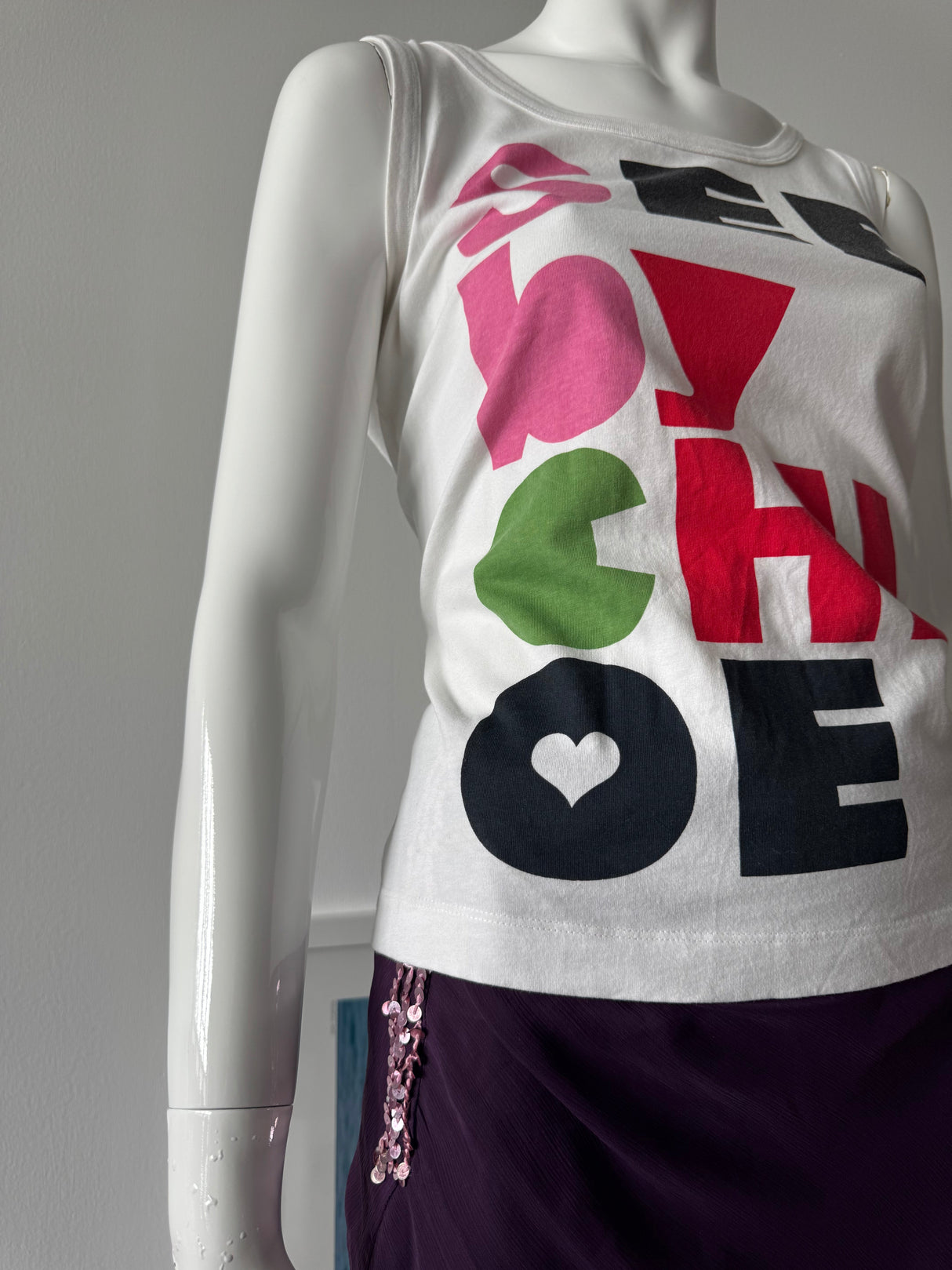 SEE BY CHLOE Multicolor Logo White Tank Top