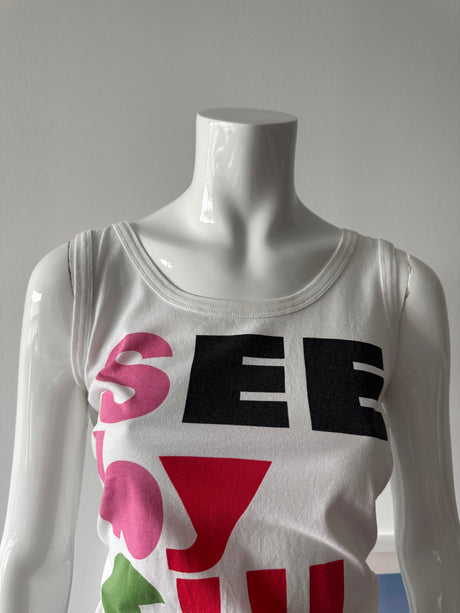 SEE BY CHLOE Multicolor Logo White Tank Top