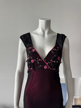 Black and Pink Mesh Floral Babydoll Dress