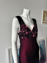 Black and Pink Mesh Floral Babydoll Dress
