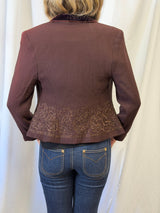 Vintage Caché Burgundy Embroidered Blazer