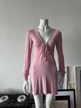 Light Pink O-Ring Long Sleeve Mini Dress