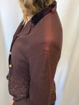 Vintage Caché Burgundy Embroidered Blazer