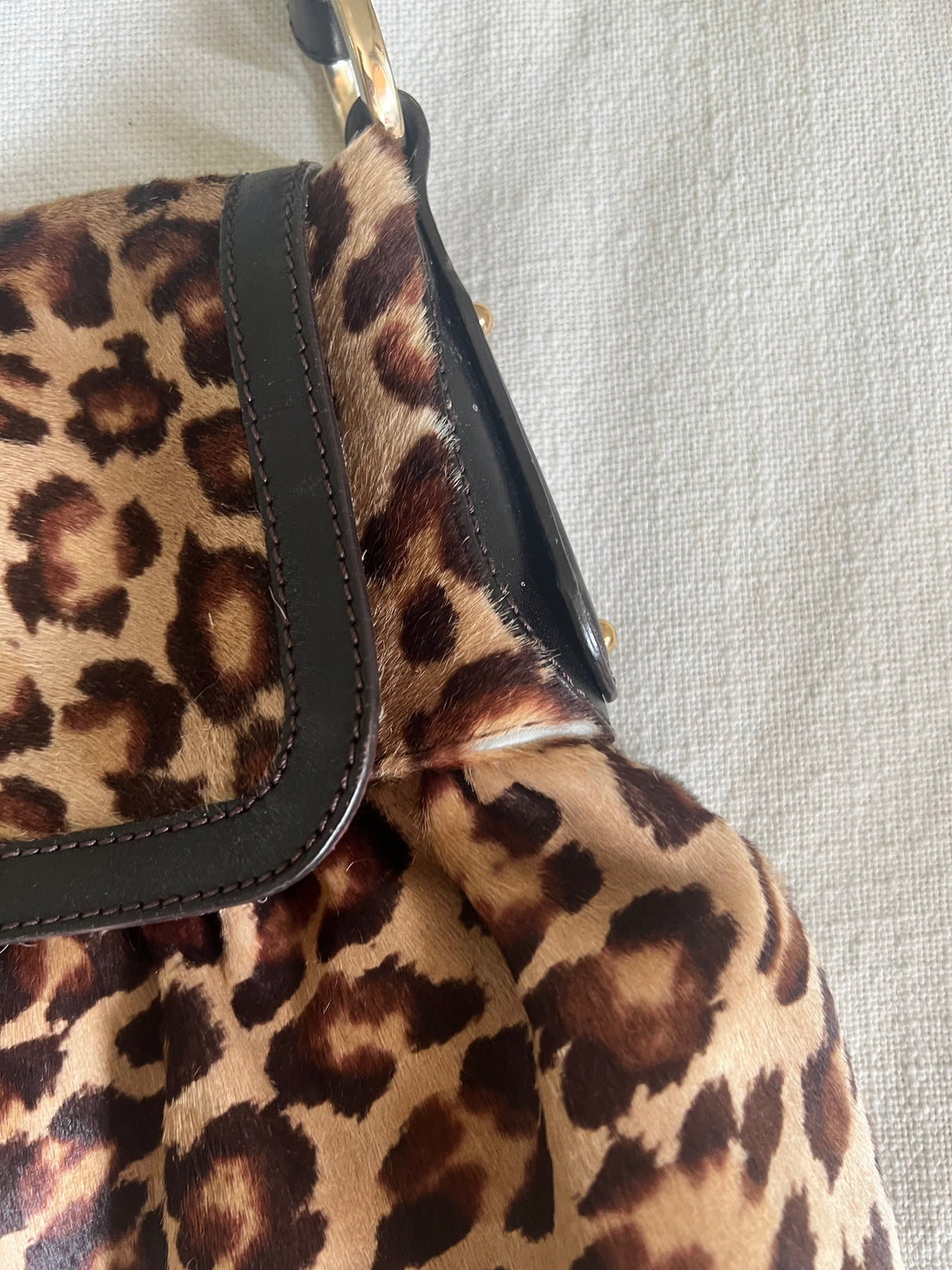 Fendi Jumbo Chef Leopard Pony Hair Hobo Bag
