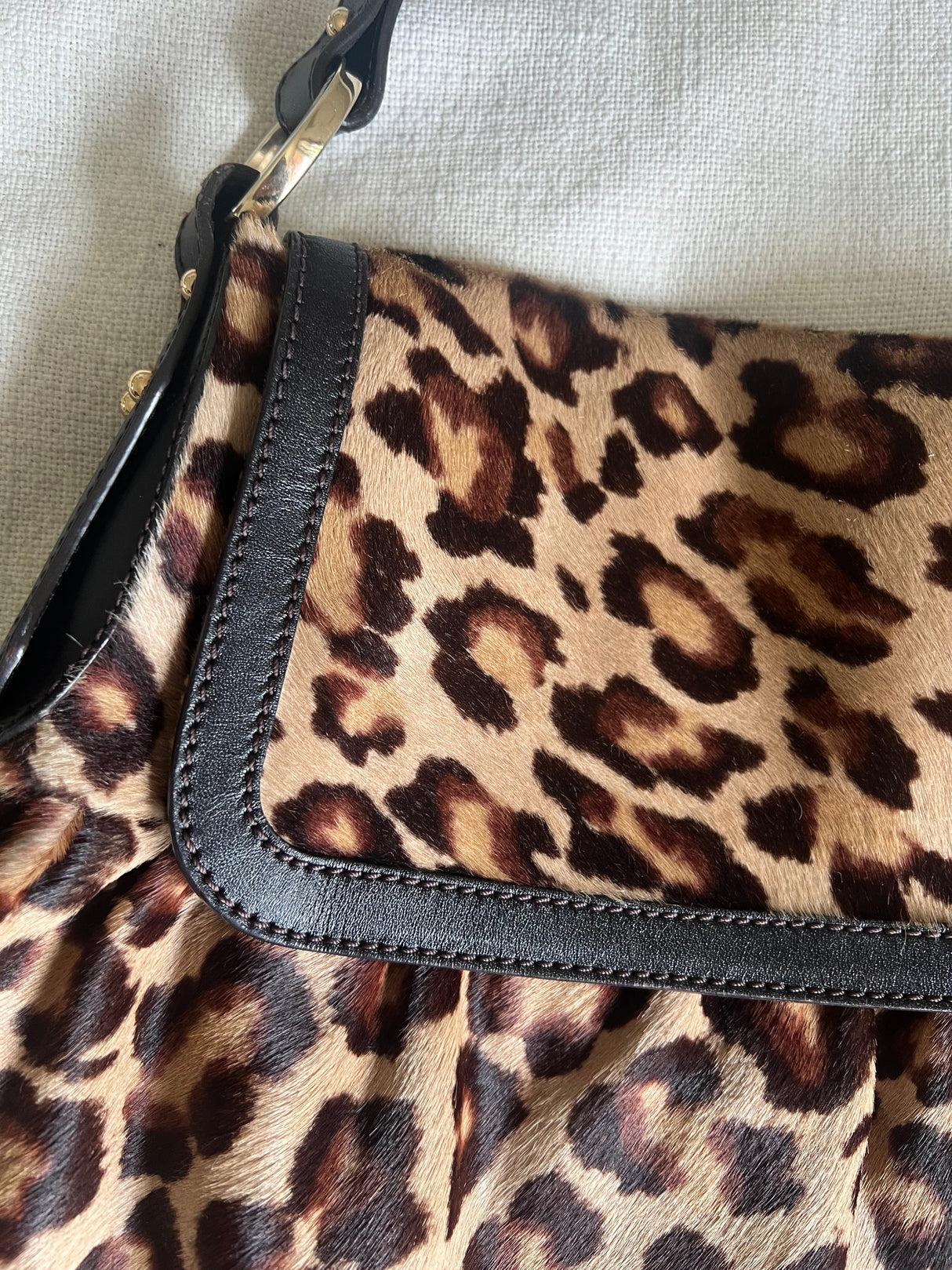 Fendi Jumbo Chef Leopard Pony Hair Hobo Bag
