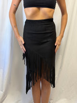 Black Asymmetrical Fringe Skirt