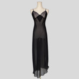 Sheer flower embroidery gown