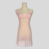 Textured bust ruffled slip dress in pink