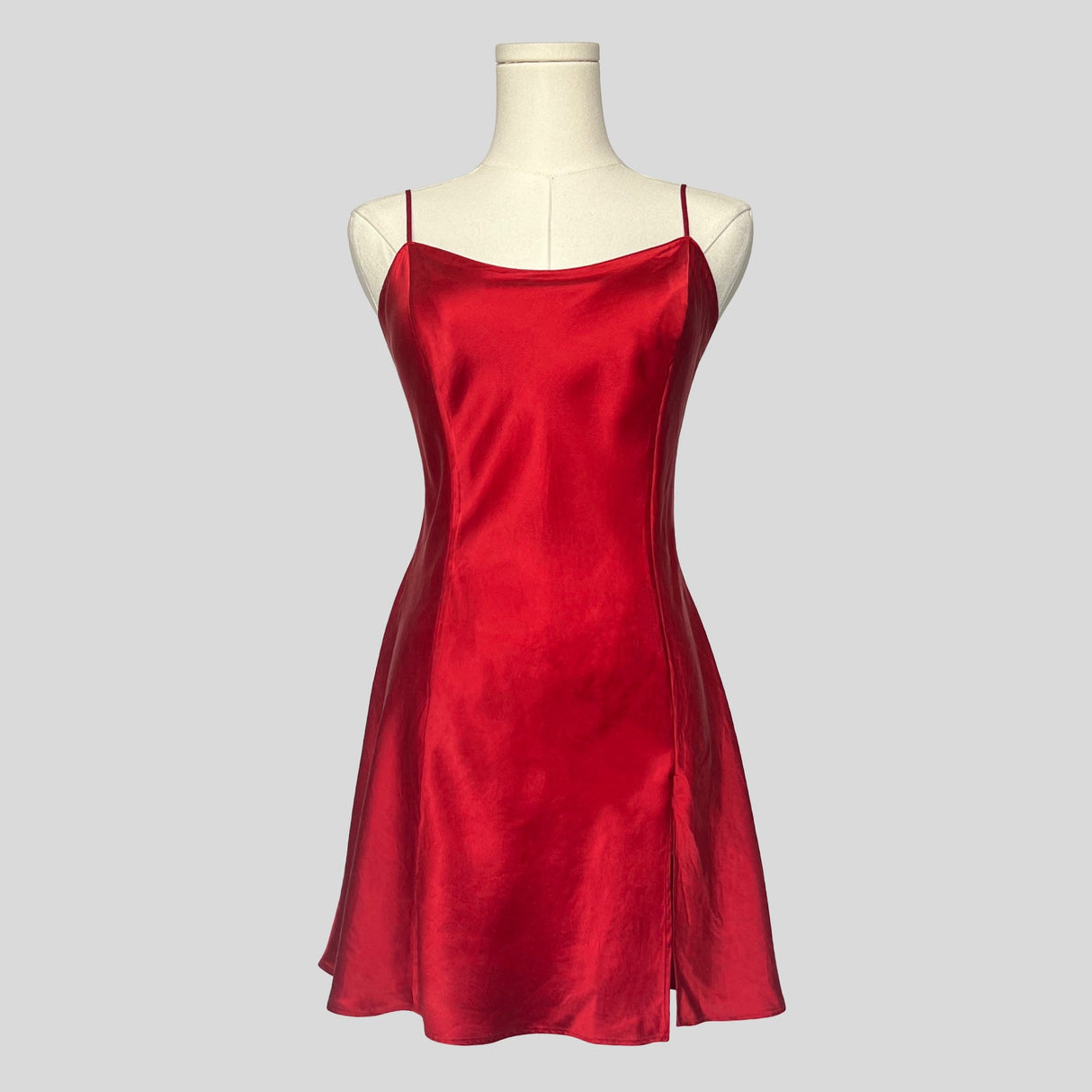 Silk slip dress in red