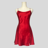 Silk slip dress in red
