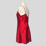 Silk slip dress in red