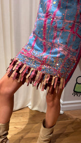 Custo Barcelona Sequin Fringe Printed Mini Dress
