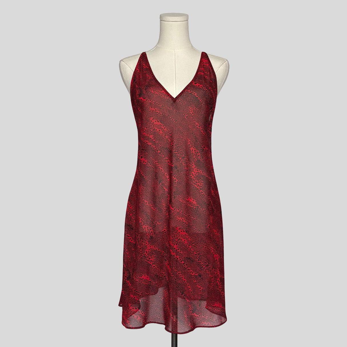 Sheer animal print backless slip dress