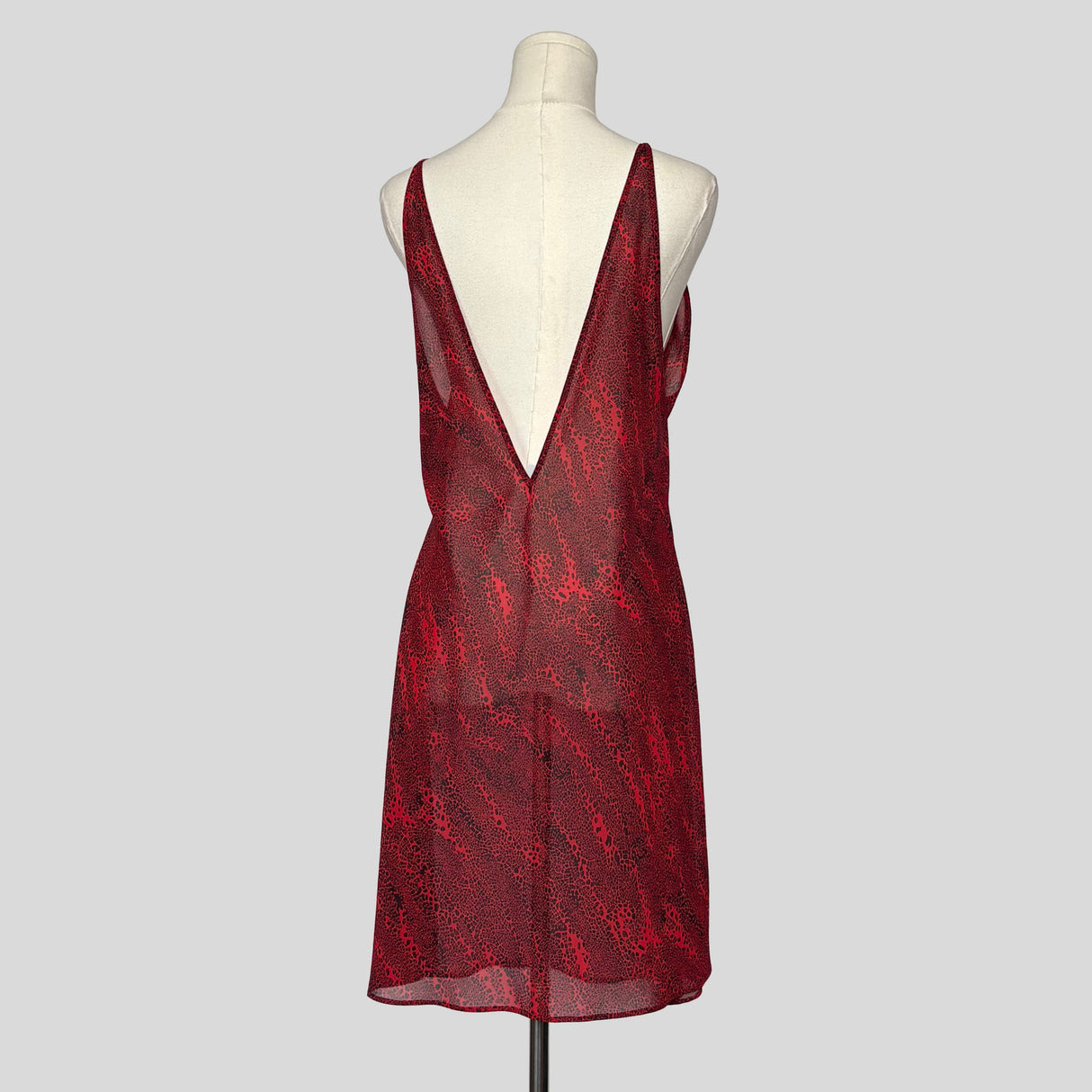 Sheer animal print backless slip dress