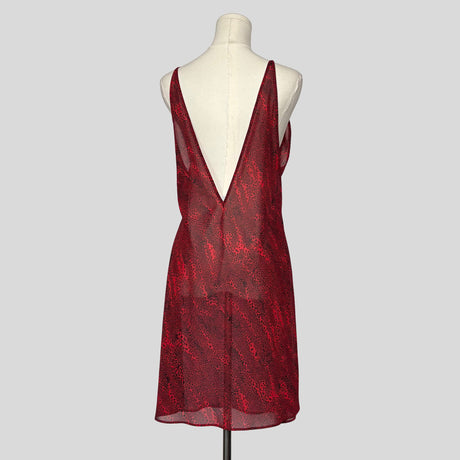 Sheer animal print backless slip dress