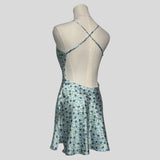 Backless silky floral slip dress