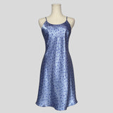 Floral lace up slip dress in blue