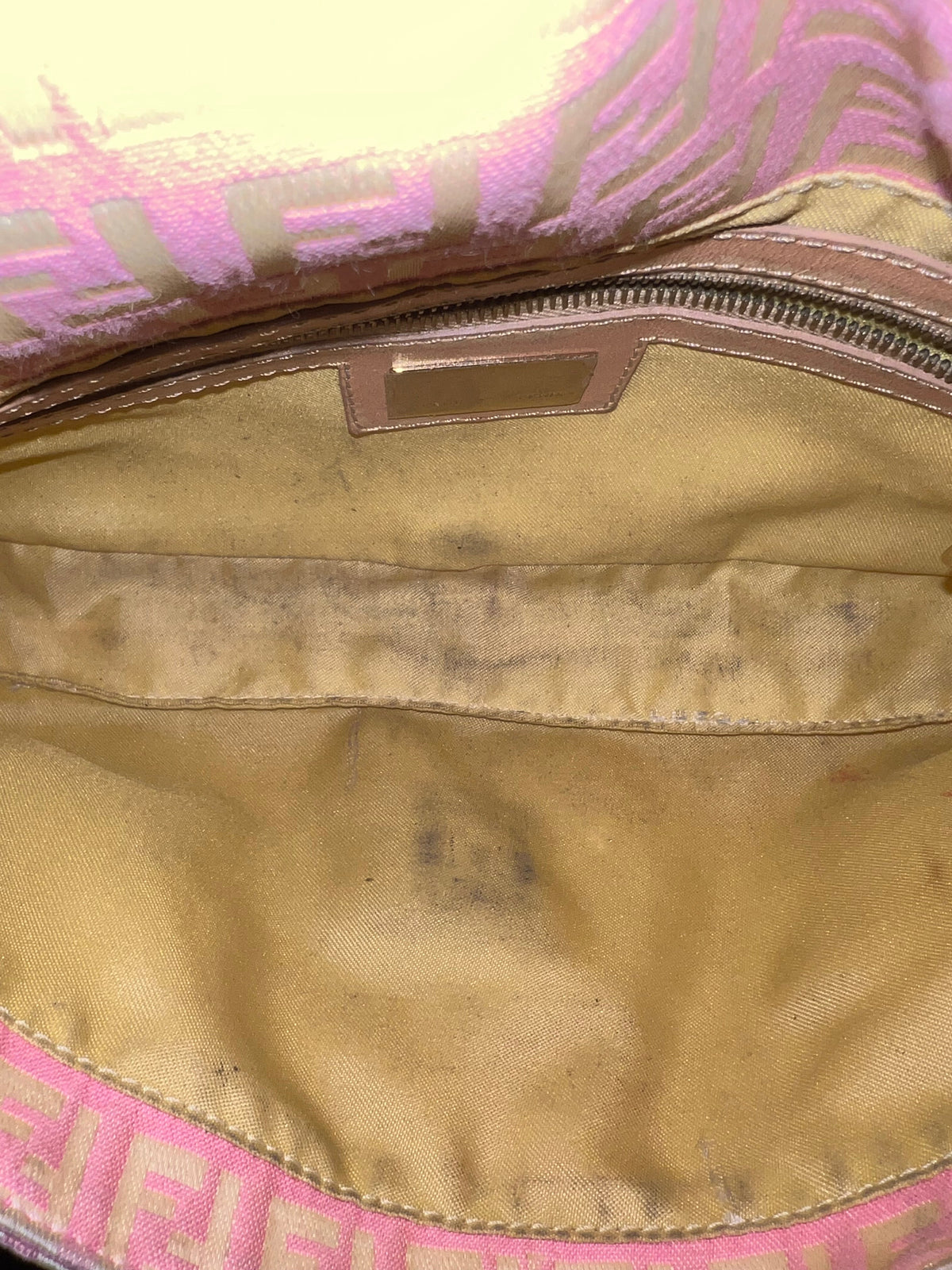 Fendi Pink Monogram Canvas Baguette Shoulder Bag Pink / Beige