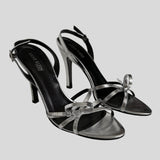 Silver stiletto slingback heels - size 7.5