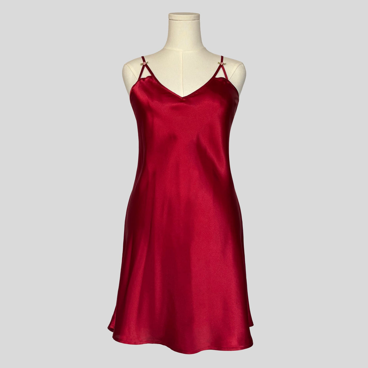 Silky rosette slip dress in red