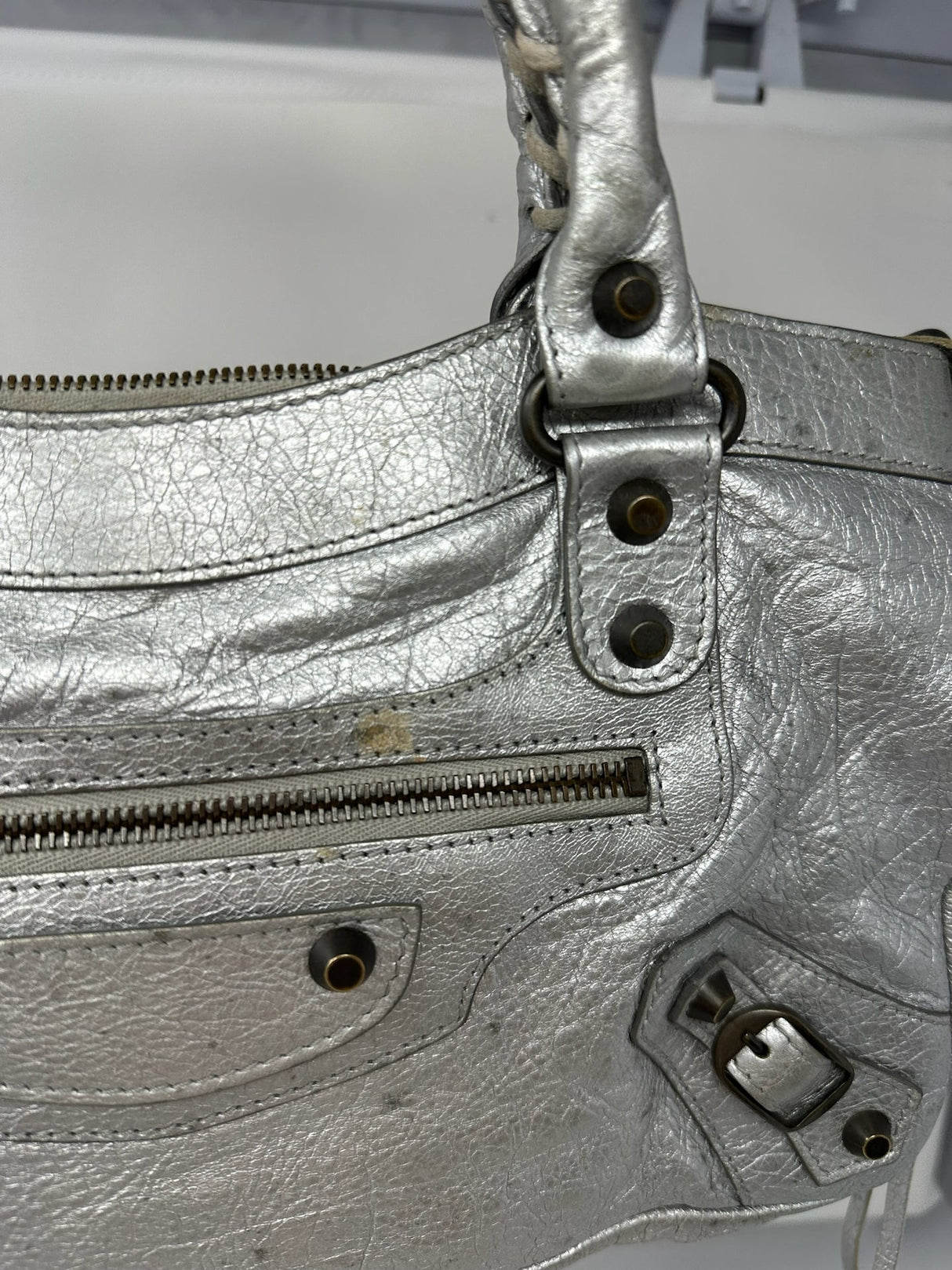 Balenciaga City Bag Silver with strap